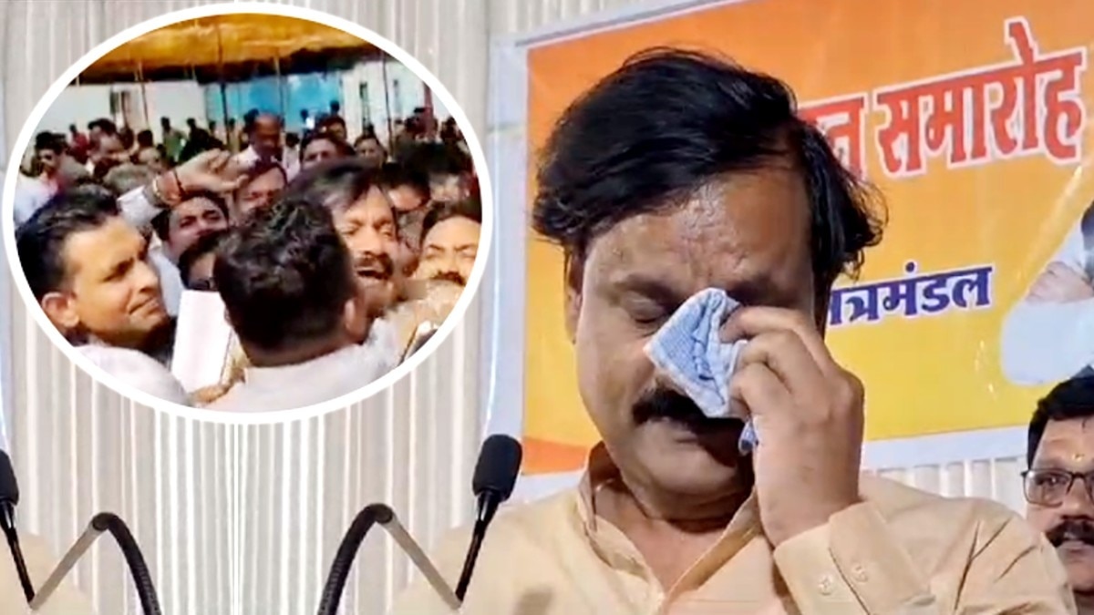 फफक-फफक कर रोए खंडवा विधायक देवेंद्र वर्मा.  