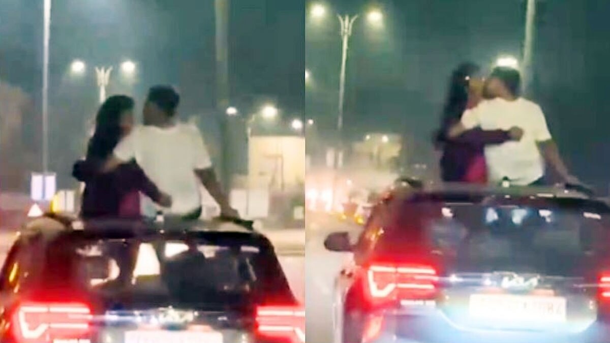 हैदराबाद में चलती कार में किस कर रहा था कपल, वायरल VIDEO से गुस्साई पब्लिक!