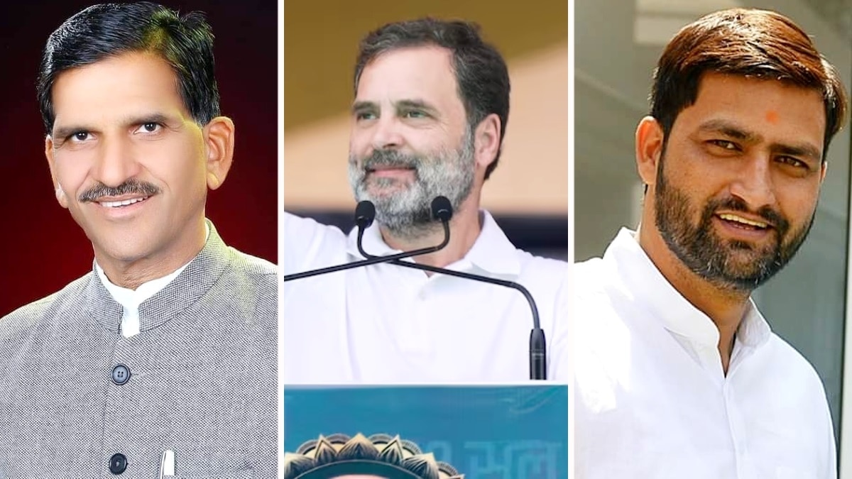 बाएं से चतुर्भज तोमर, राहुल गांधी और कुणाल चौधरी. (फाइल फोटो)