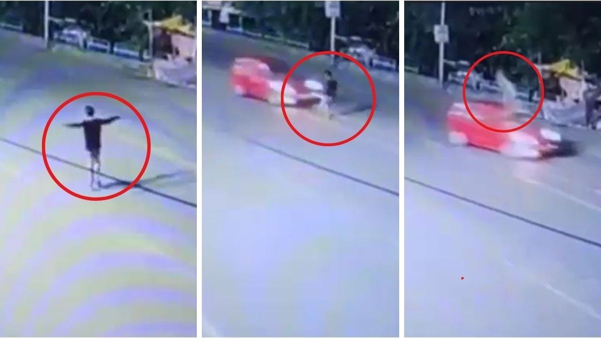 बीच हाईवे पर मस्ती में झूमते हुए चल रहा था लड़का, सामने से आई कार ने उड़ा दिया, दिल दहला देगा Video