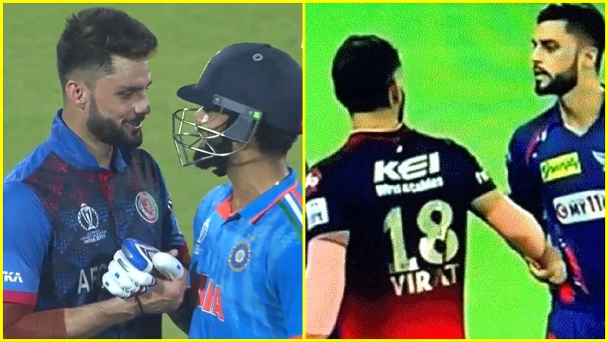 विराट कोहली और नवीन-उल-हक के बीच दिल्ली में दोस्ती देखने को मिली (@ICC/BCCI)