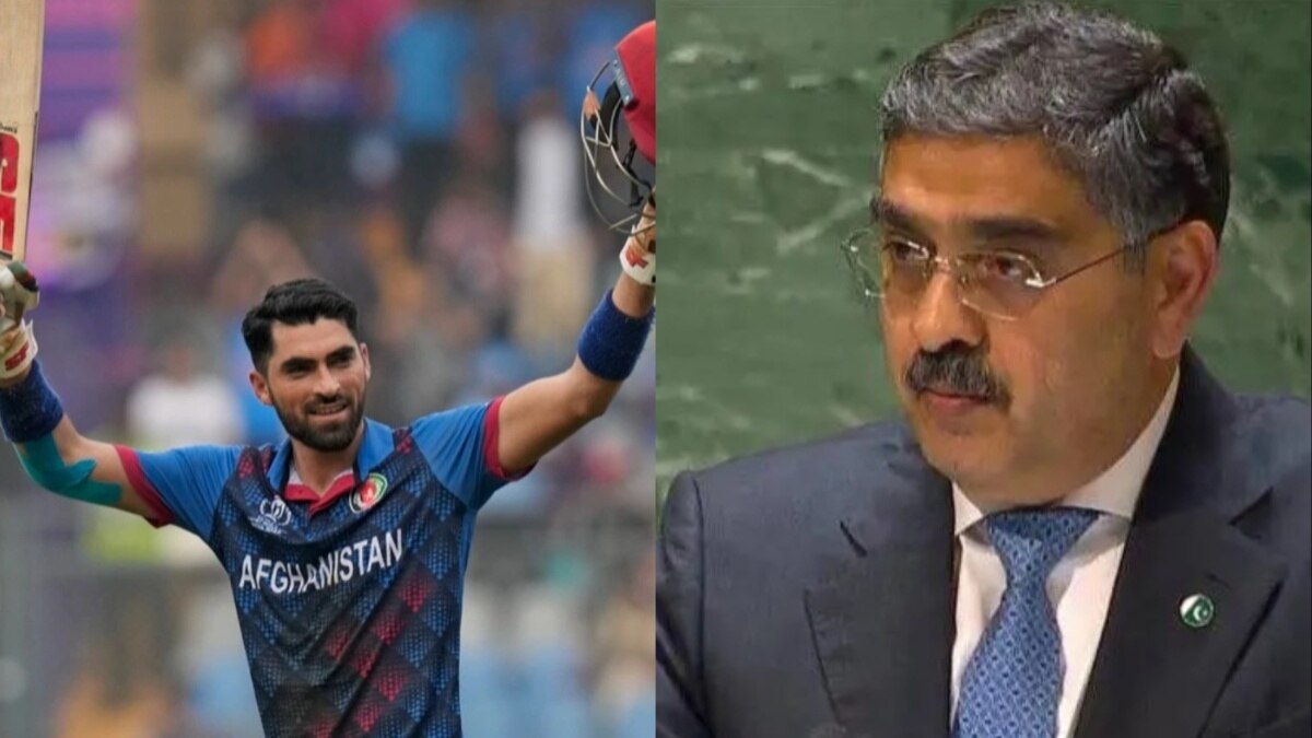 अफगानी बल्लेबाज इब्राहिम जादरान और पाकिस्तान के केयरटेकर प्रधानमंत्री अनवर-उल-हक काकर (फाइल फोटो)