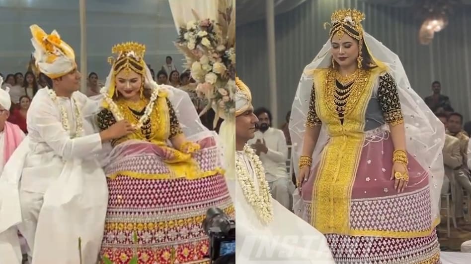 रणदीप हुड्डा ने पहनी Kokyet पगड़ी, लिन लैशराम ने पोलोई ड्रेस, खास था दोनों का वेडिंग लुक - Randeep Hooda tie knot with 37 year old Lin Laishram in manipur traditional dress