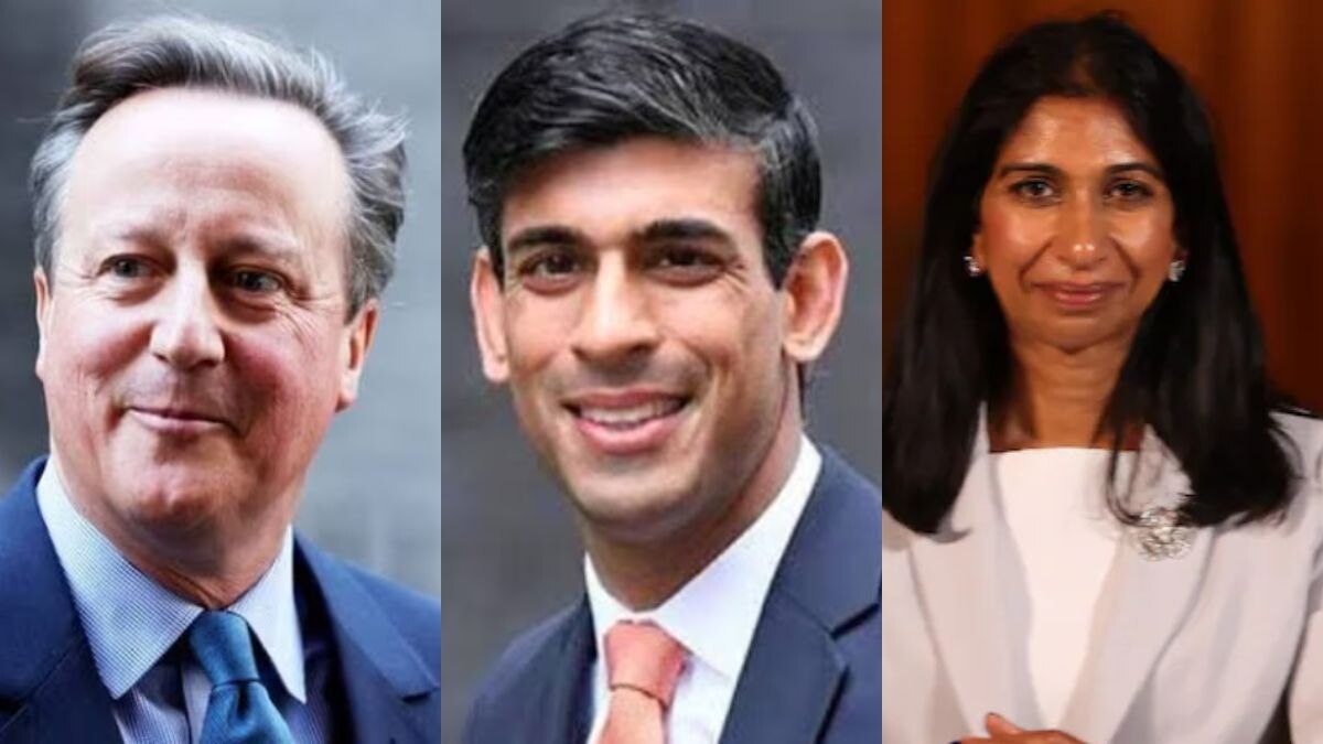 डेविड कैमरन, ऋषि सुनक और सुएला ब्रेवरमैन (फाइल फोटो)