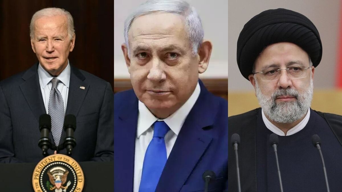 जो बाइडेन, इजरायली पीएम नेतन्याहू और ईरान के सर्वोच्च नेता अयातुल्लाह अली खुमैनी
