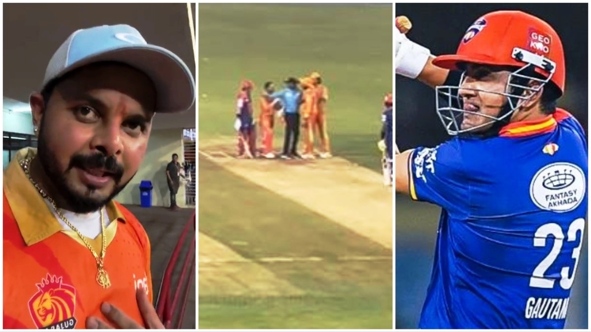 लीजेंड्स क्रिकेट लीग के मैच में भ‍िड़ गए गौतम गंभीर और एस श्रीसंत (@LLC)