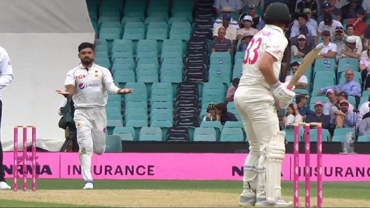 तेज गेंदबाज आमिर जमाल और मार्नस लाबुशेन.