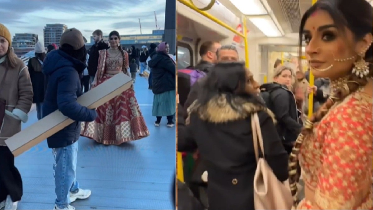 London की सड़कों पर लाल जोड़े में भटकती दुल्हन, मुड़- मुड़कर देखते रहे अंग्रेज, VIDEO