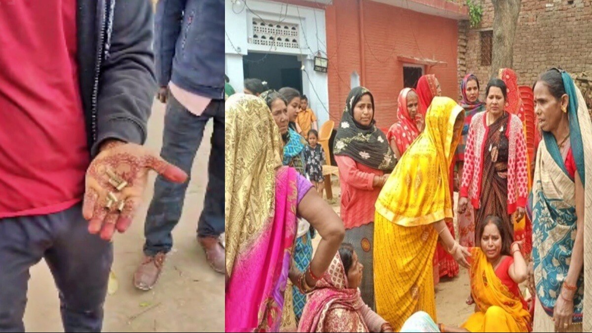 गोंडा: फायरिंग के बाद रोते-बिलखते परिजन 