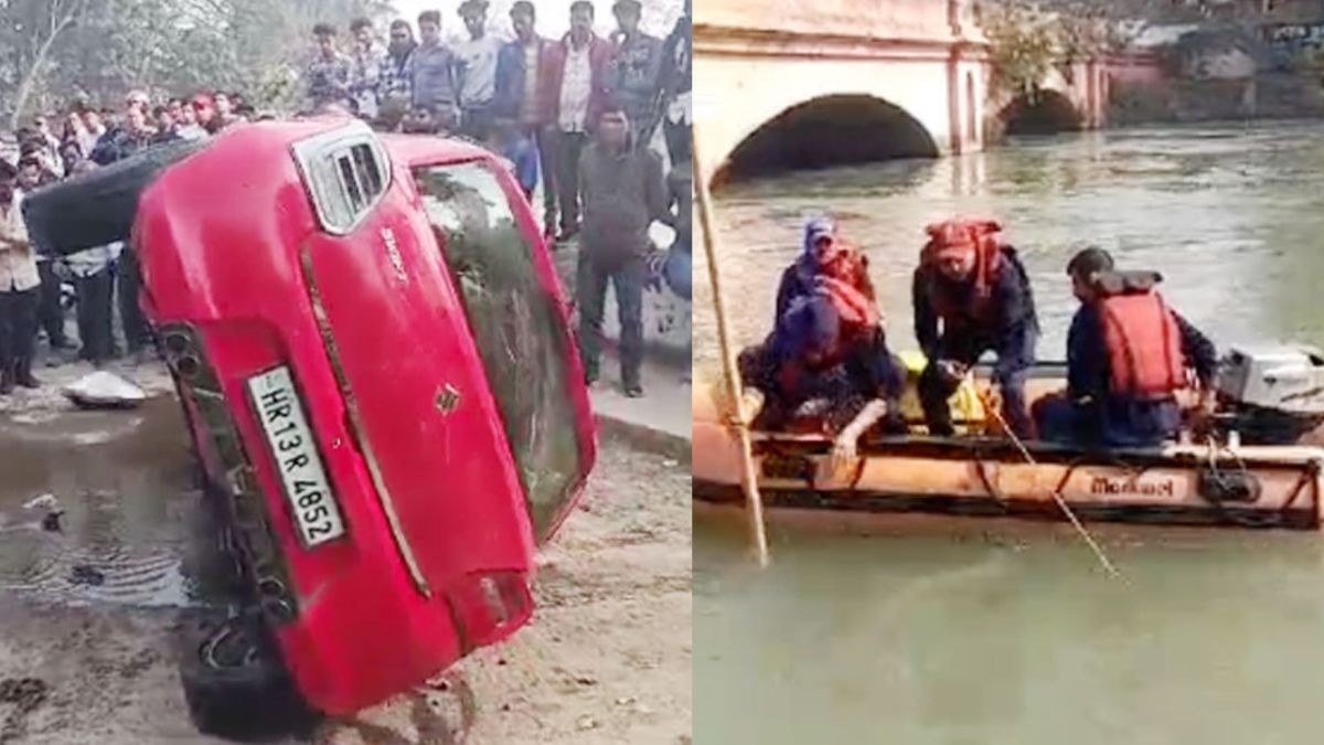 गंग नहर में गिरी अनियंत्रित कार, राहगीर ने बचाई परिवार की जान