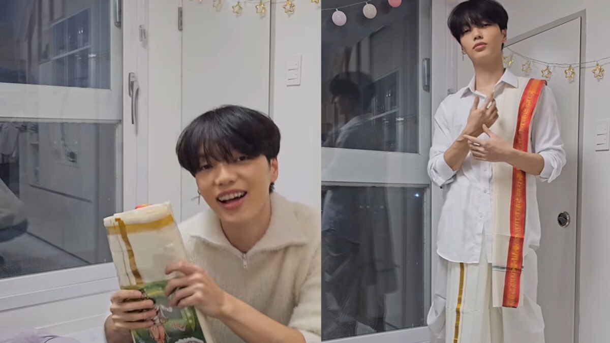 दक्षिण कोरिया के शख्स ने धोती पहनी (तस्वीर- baeyunsooo/Instagram)