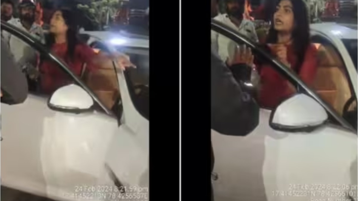 ट्रैफिक रूल तोड़ रही थी Jaguar चला रही महिला, पुलिस ने रोका तो कर दिया बवाल - VIDEO