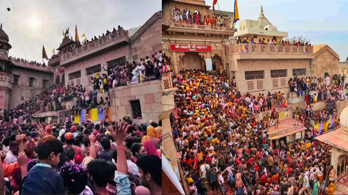 बरसाना में श्रद्धालुओं की भीड़ 