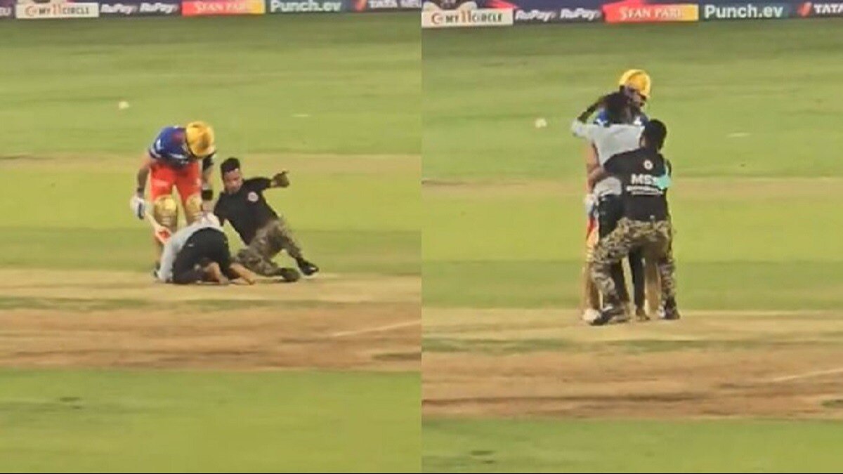 Virat Kohli Fan Breaches IPL Security: आईपीएल सुरक्षा में बड़ी चूक... मैदान में घुसकर एक दर्शक ने कोहली को जोर से पकड़ा