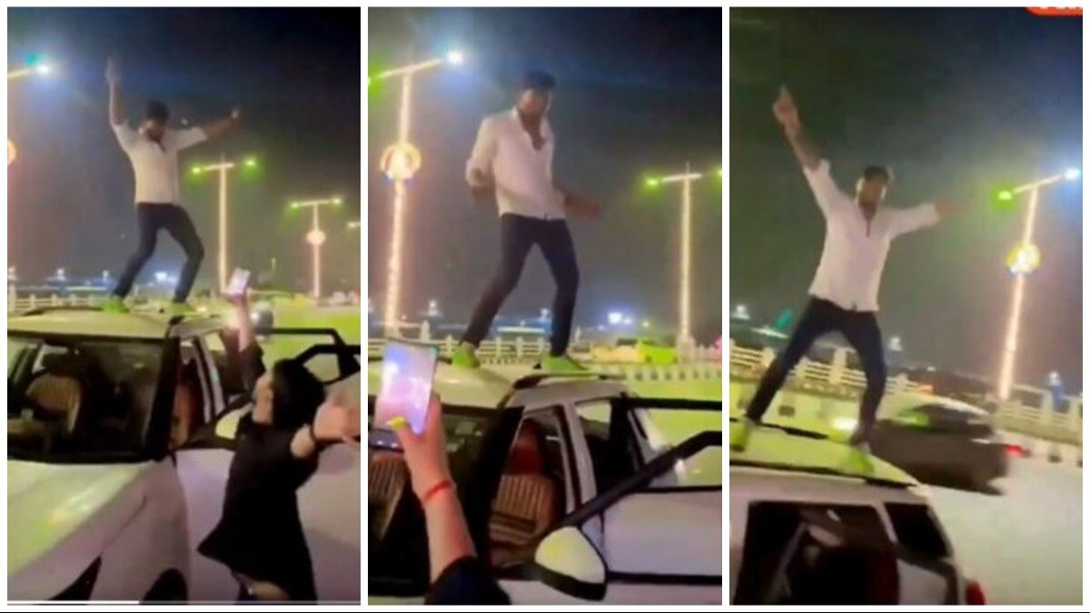 लखनऊ में कार की छत पर डांस का वीडियो वायरल