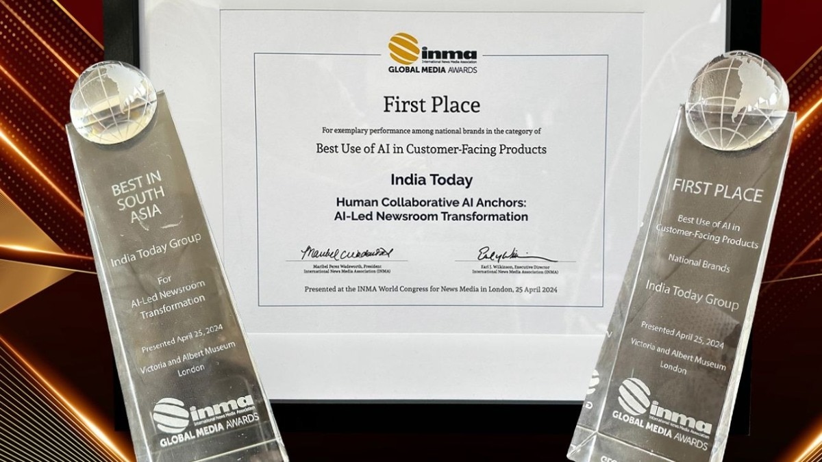 AI में भी इंडिया टुडे ग्रुप की बादशाहत, हासिल किए INMA के दो अवॉर्ड