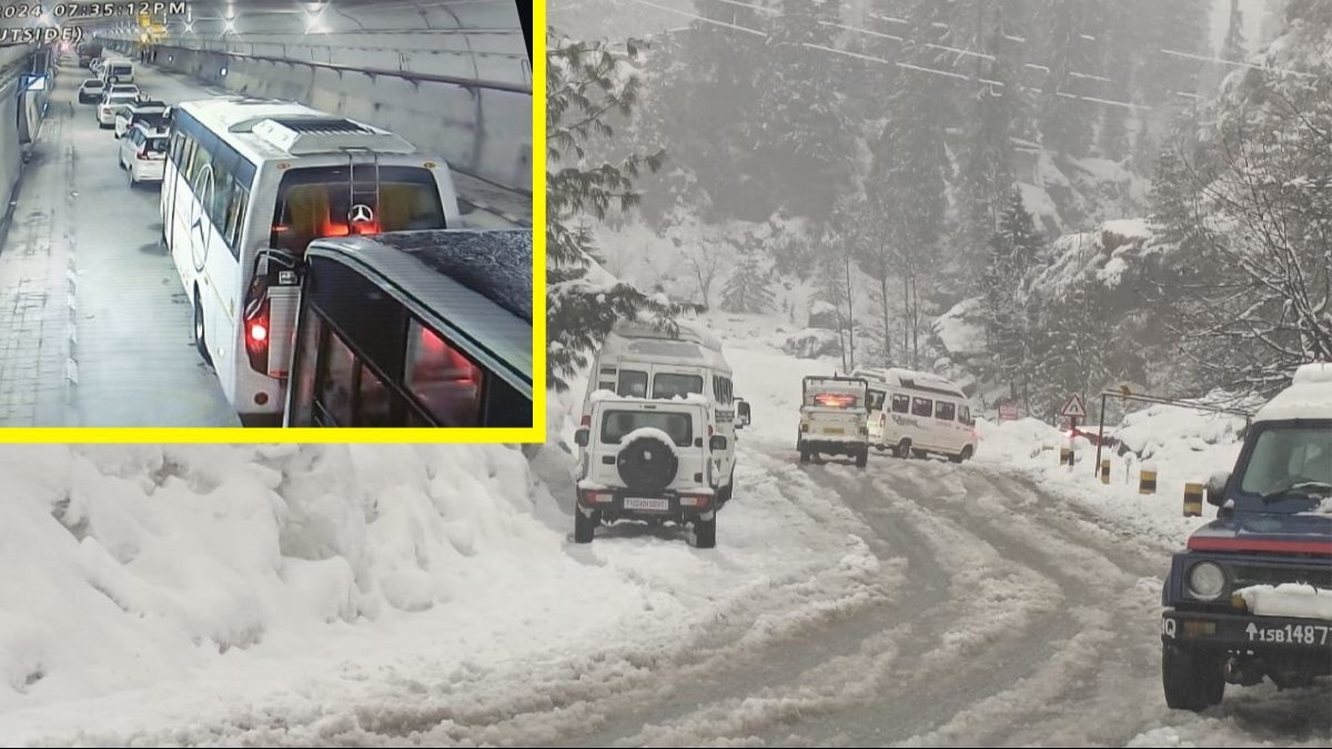 अटल टनल में फंसी गाड़ियां