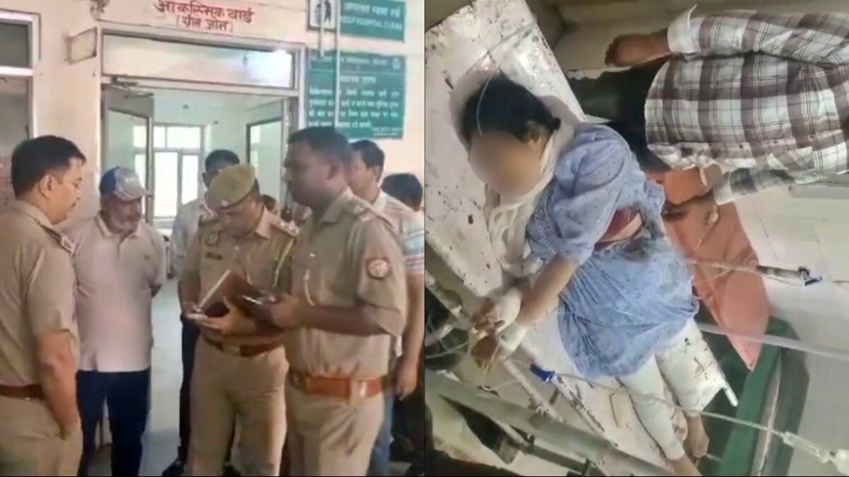 बिजनौर: घायल महिला टीचर, मौके पर मौजूद पुलिस 
