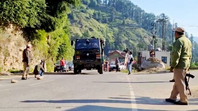 Security personnel during search and cordon operation after a terrorist attack at Bhadarwah in Doda district on June 12. (Image: PTI)