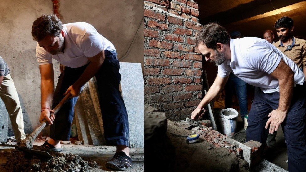 राहुल गांधी ने मजदूरों से की मुलाकात