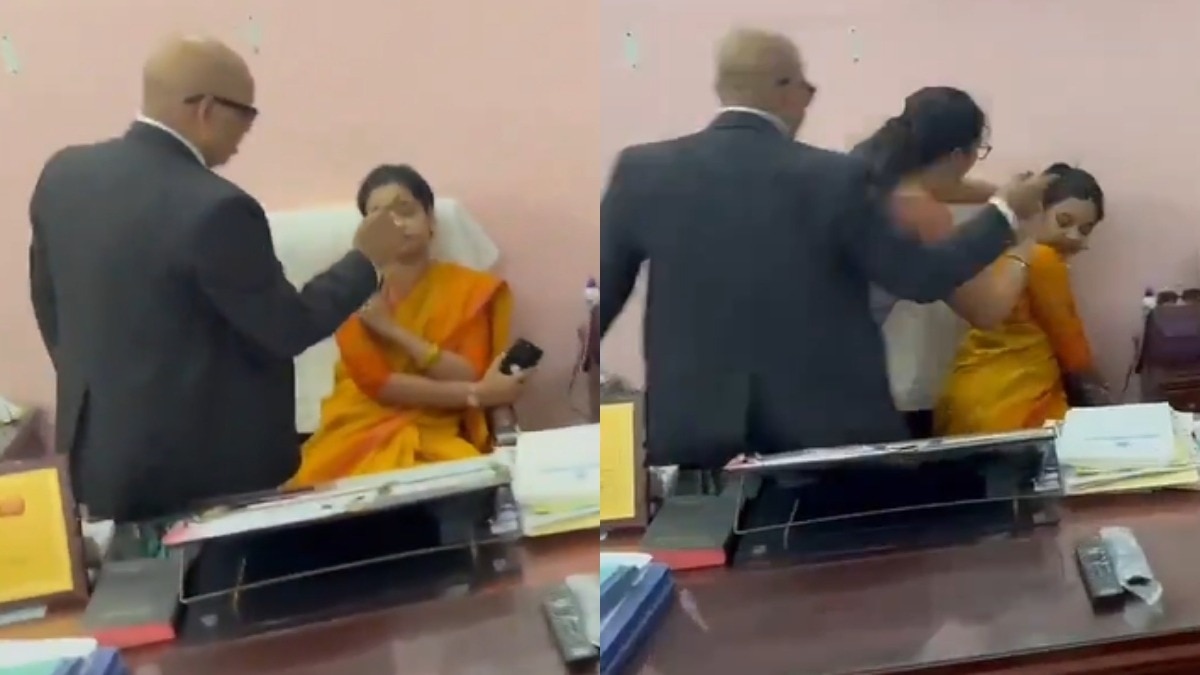 प्रिंसिपल को जबरन कुर्सी से हटाया. 