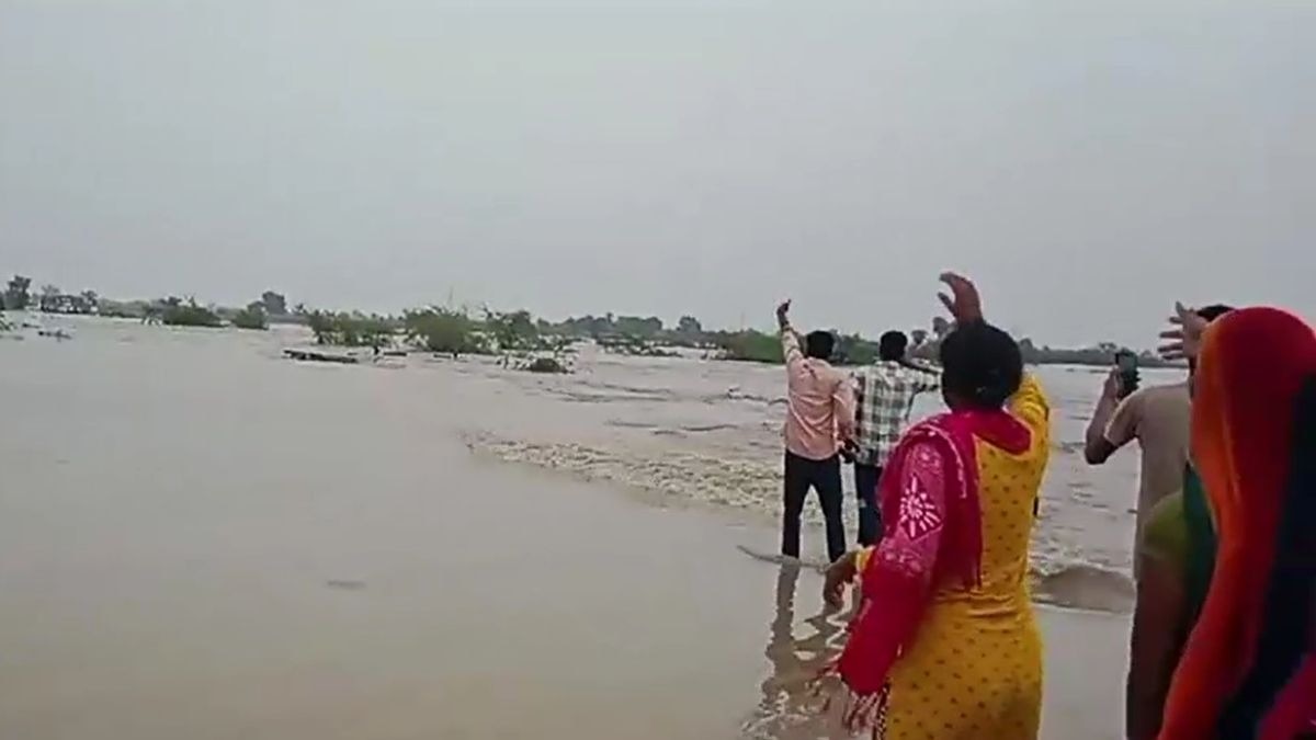 पानी में डूब गया ट्रक. (Video Grab)