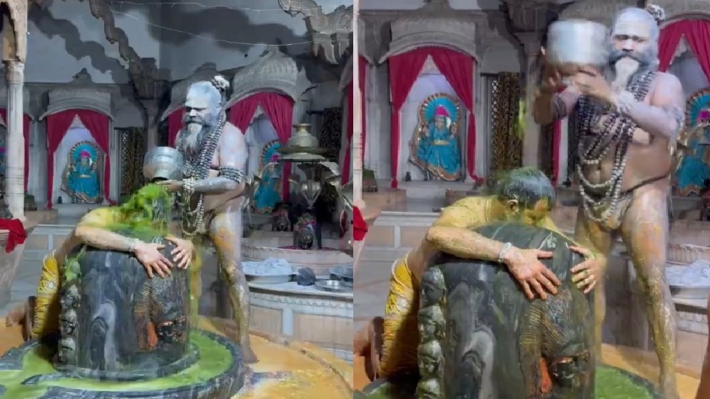 तेज प्रताप यादव ने शिवलिंग से लिपट कर कराया रुद्राभिषेक