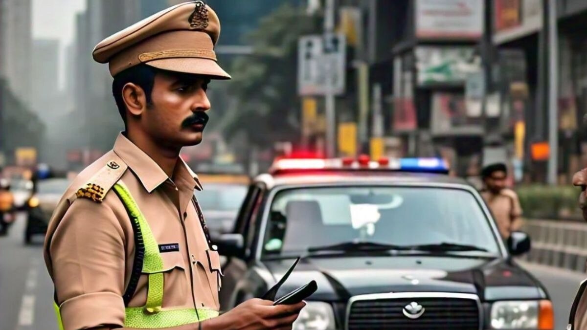 पुलिसकर्मी पर लिया गया एक्शन. (Photo Source: Meta AI)