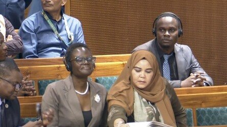 बजट सेशल देखने पहुंचीं अंतरसंसदीय संघ की प्रेसिडेंट तुलिया एक्सन (फोटो- संसद टीवी/स्क्रीनग्रैब)