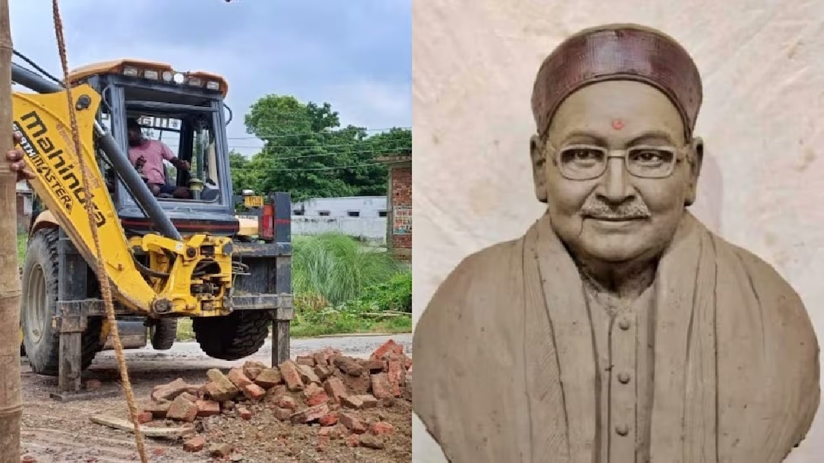 हरिशंकर तिवारी की मूर्ति के लिए बनाया जा रहा चबूतरा धऱाशाई कर दिया गया