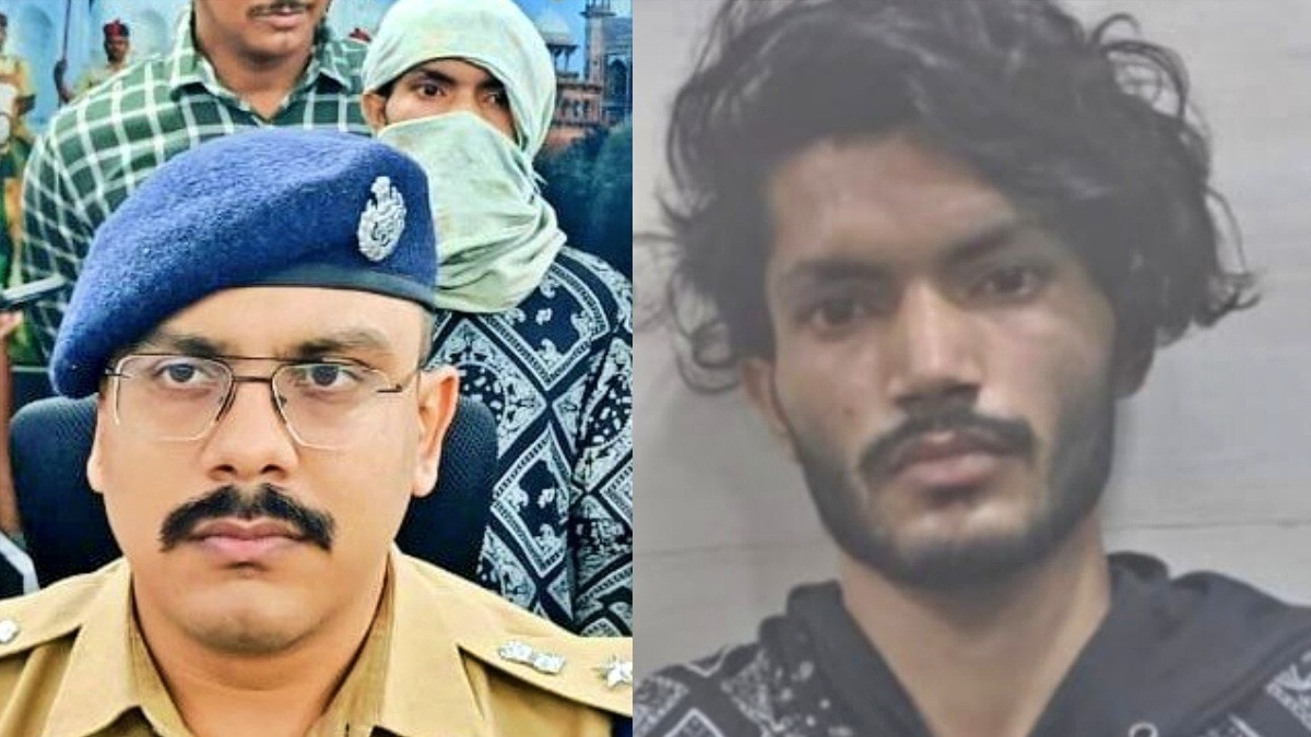 आगरा पुलिस की गिरफ्त में आरोपी युवक 