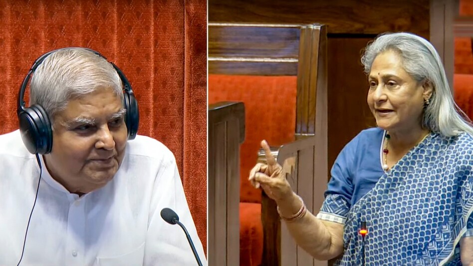 Rajya Sabha Chairman Jagdeep Dhankhar and SP MP Jaya Bachchan Rajya Sabha Chairman Jagdeep Dhankhar and SP MP Jaya Bachchan