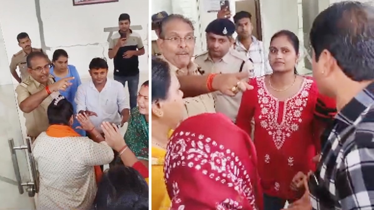 नेताओं के सामने रोते-गिड़गिड़ाते थाना प्रभारी. 