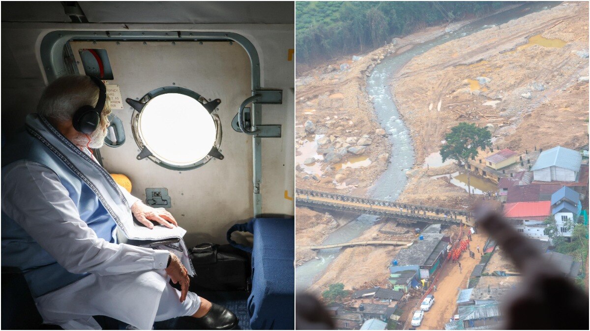 पीएम मोदी ने वायनाड में भूस्खलन प्रभावित इलाकों का हवाई जायजा लिया. (Aajtak Photo)