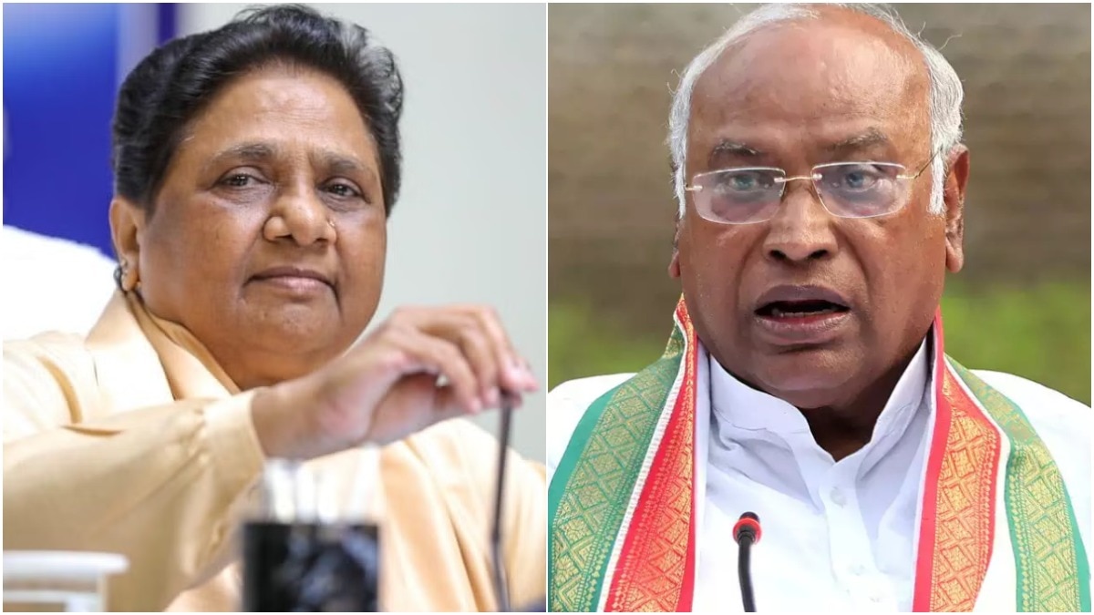 बसपा सुप्रीमो मायावती और कांग्रेस अध्यक्ष मल्लिकार्जुन खड़गे. (ANI Photo)