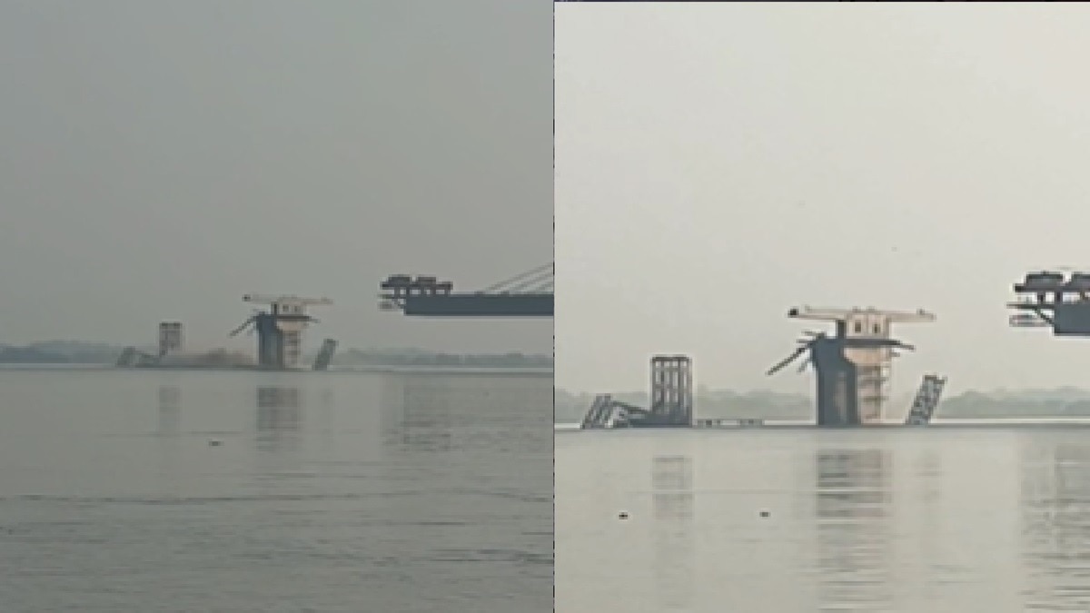 भागलुपर में निर्माणाधीन फोर लेन पुल का एक हिस्सा फिर गंगा नदी में समाया