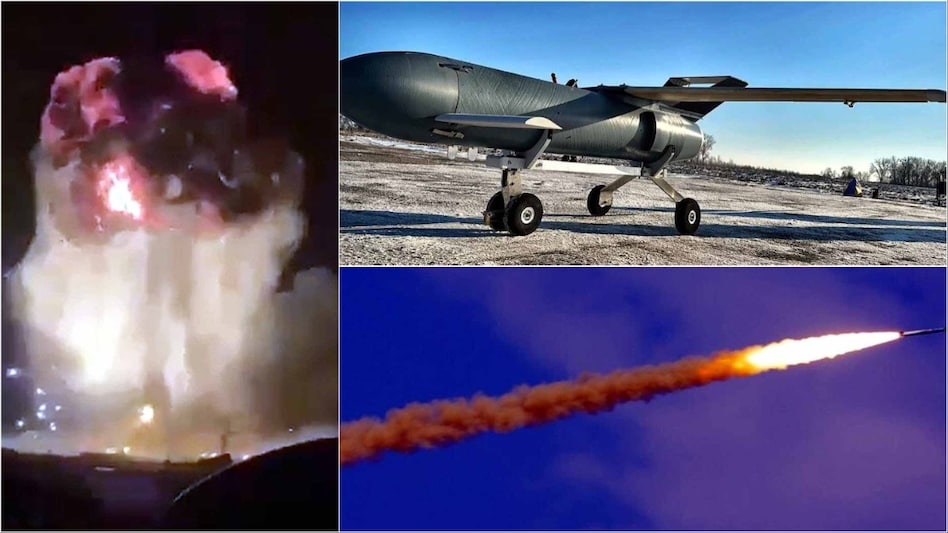 Ukraine Drone Attack Video : ऑपरेशन स्पाइडर वेब यूक्रेन का रूस पर सबसे बड़ा ड्रोन हमला, 117 Uav से बमबारी 9 यूक्रेन ने पहली बार इस्तेमाल किया ड्रोन-मिसाइल Palyanytsia, उड़ा दिया रूस का हथियार डिपो - Ukraine Successfully Tests Palyanytsia Drone Jet Missile On Russian Target - Aajtak
