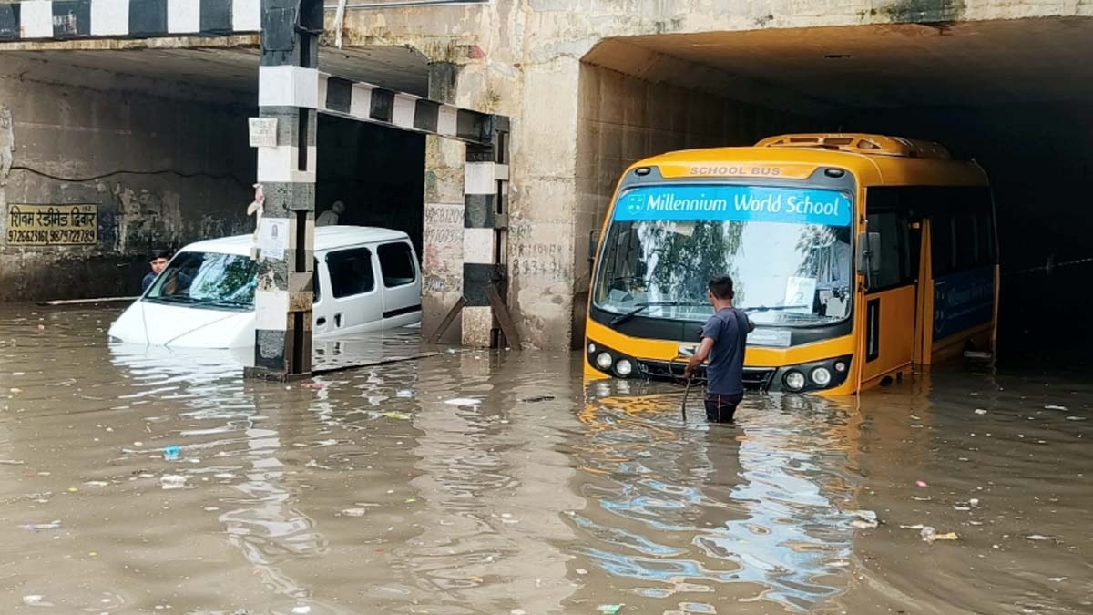 Waterlogged in Delhi-NCR due to heavy rainfall 