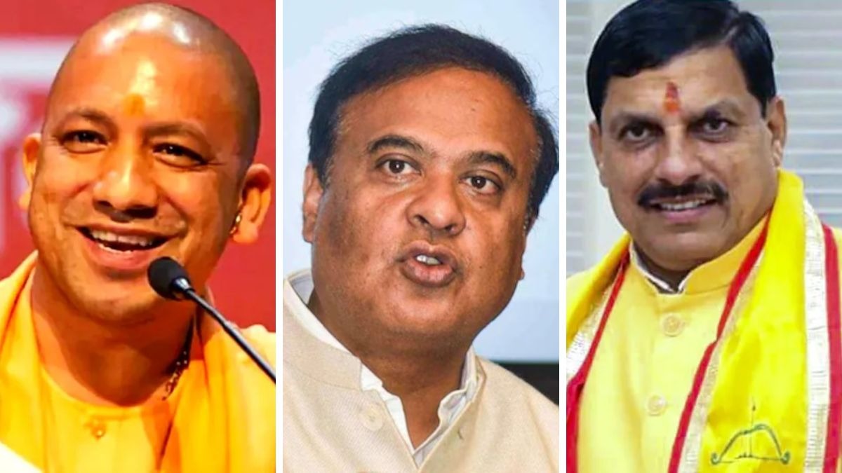 यूपी के चीफ मिनिस्टर योगी आदित्यनाथ, असम के सीएम हिमंता और मध्य प्रदेश के मुख्यमंत्री मोहन यादव