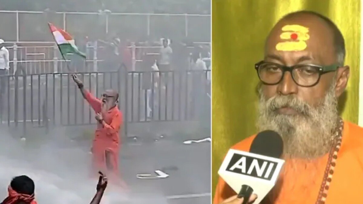 बंगाल में प्रदर्शन के दौरान साधु ने सबका ध्यान अपनी ओर खींचा