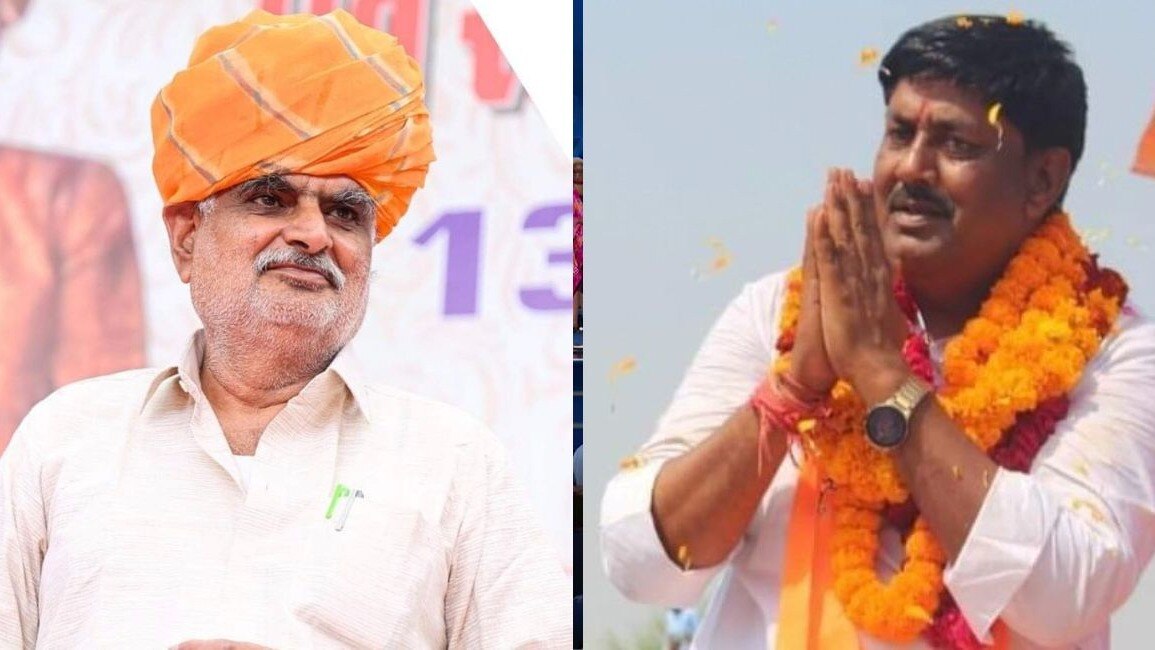 बाएं मंत्री झाबर सिंह खर्रा और दाएं विधायक रामविलास मीणा.