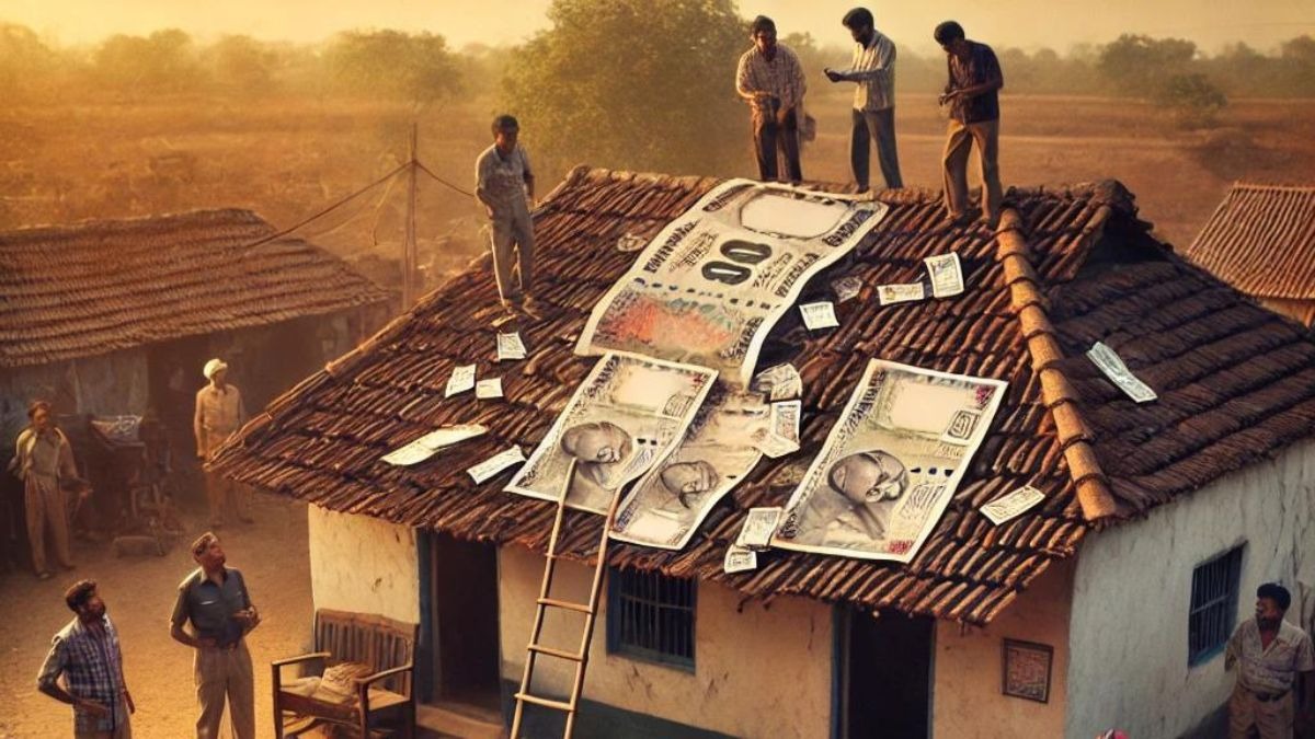 प्रयागराज में रहस्यमयी तरीके से मिले नोट. (Photo: AI)