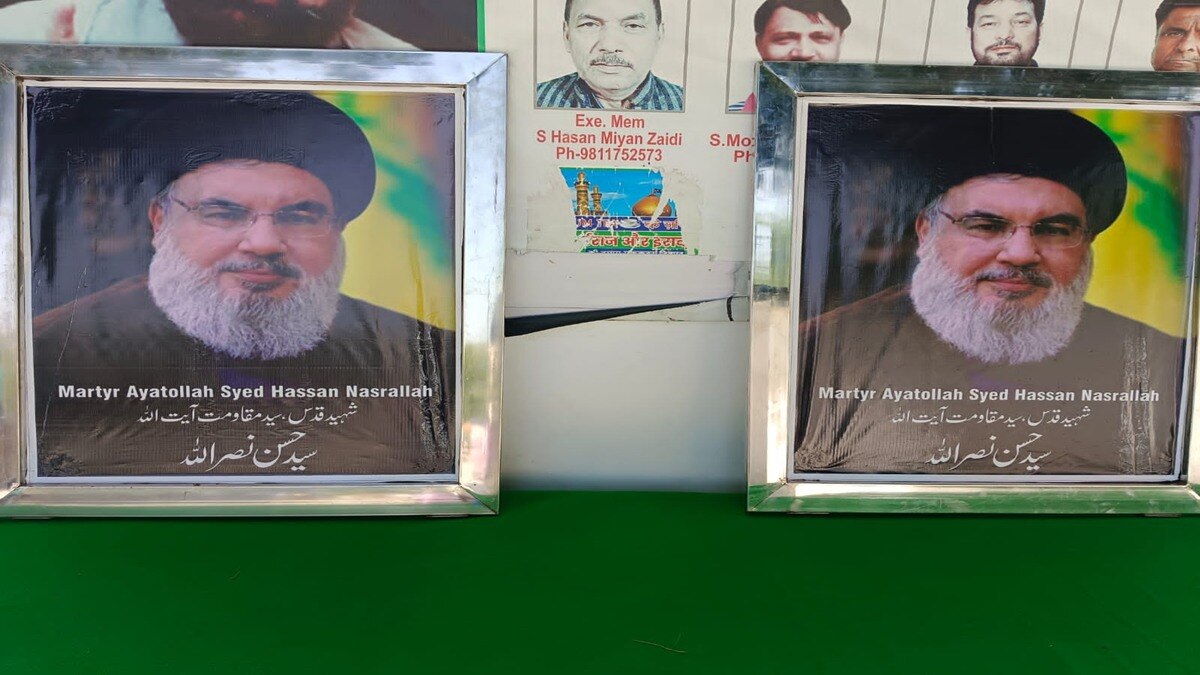 Hassan Nasrallah Posters Outside Jorbagh Mosque in Delhi