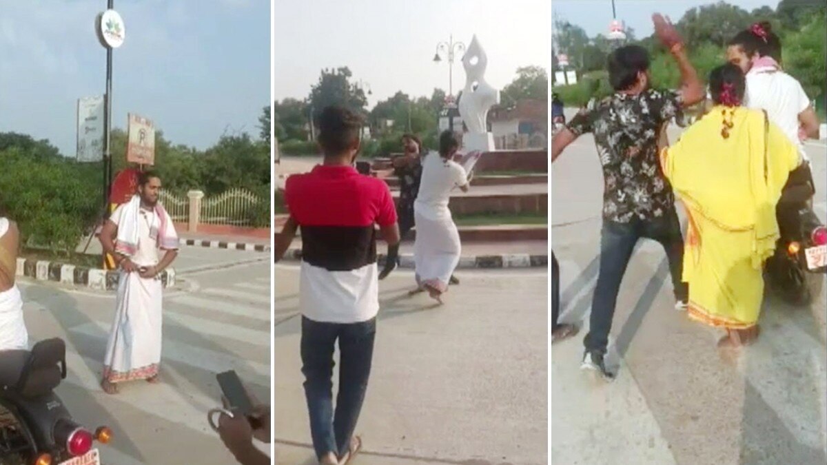 साधुओं और युवक के बीच हुई मारपीट 