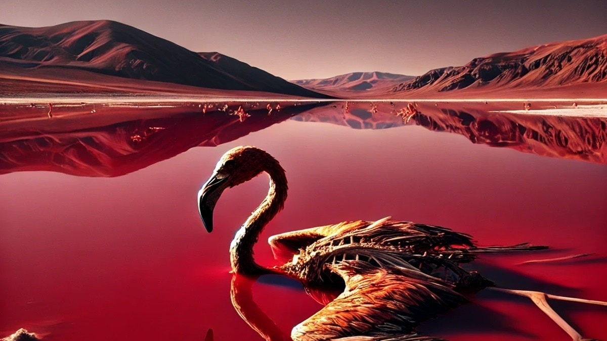 तंजानिया का लाल पानी वाली झील (फोटो - AI जेनरेटेड)