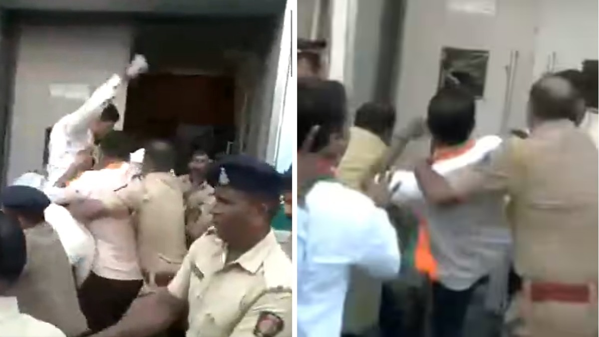 बीजेपी कार्यकर्ताओं ने कांग्रेस के दफ्तर में तोड़फोड़ की