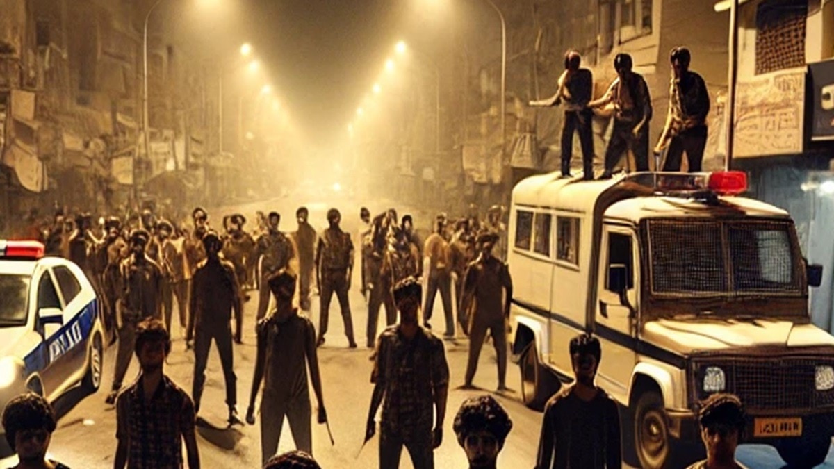 बदमाशों ने तलवार लेकर सड़क पर मचाया आतंक (Ai image))