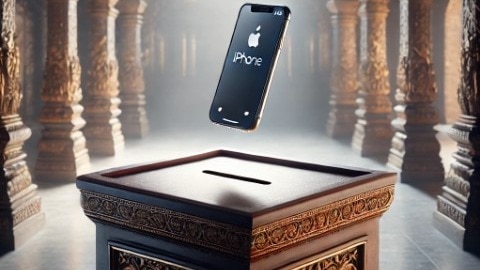 मंदिर की हुंडी में गिरा iPhone (Photo AI)