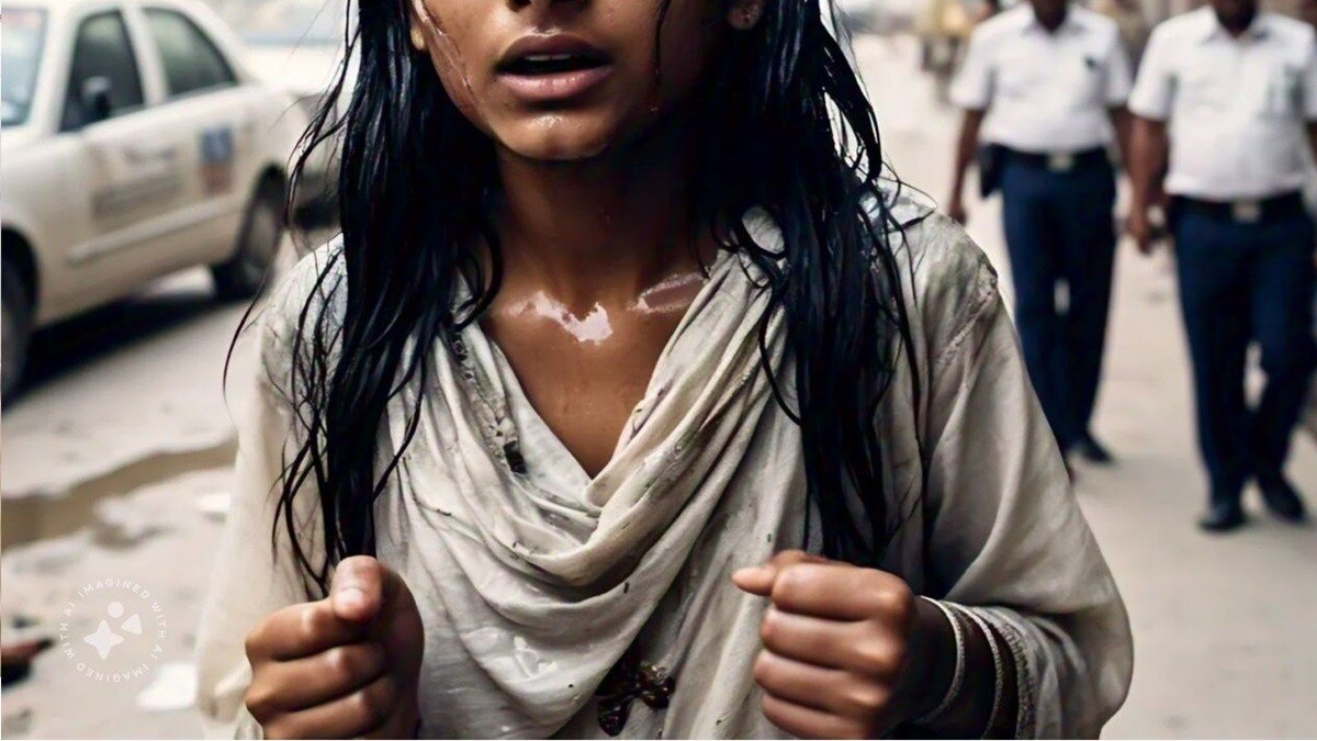 भाई से जान बचाकर थाने पहुंची पट्रोल में भीगी नाबालिग (ai image)