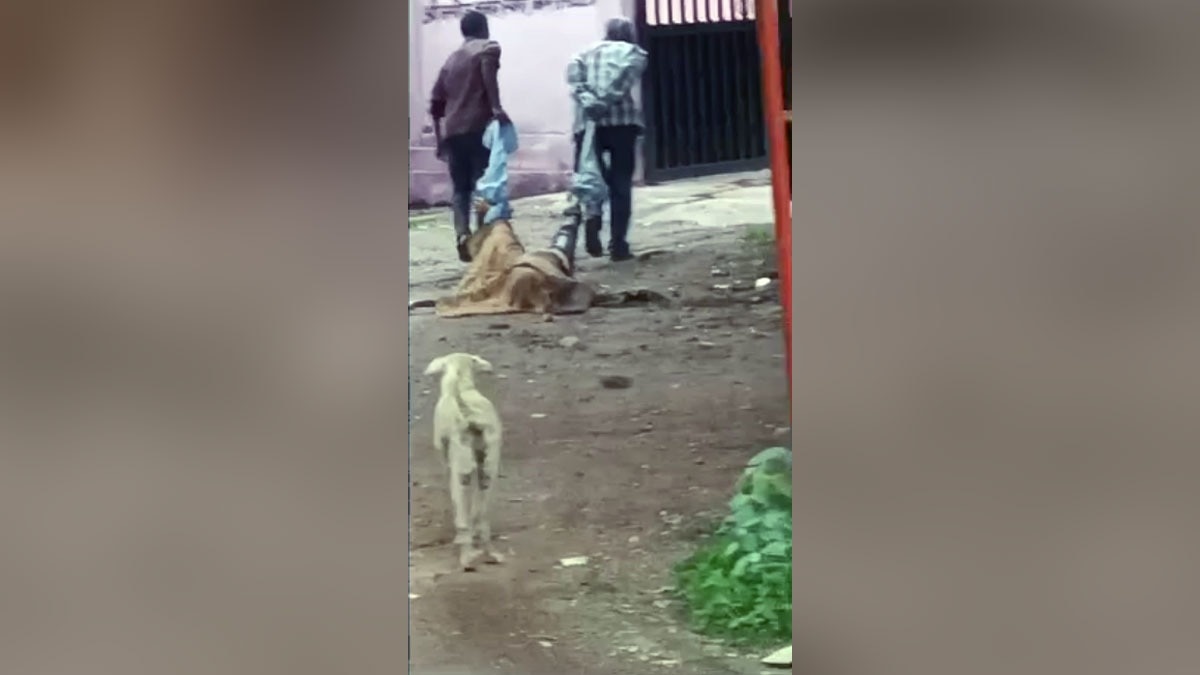 लाश को खींचते नजर आए दो शख्स 